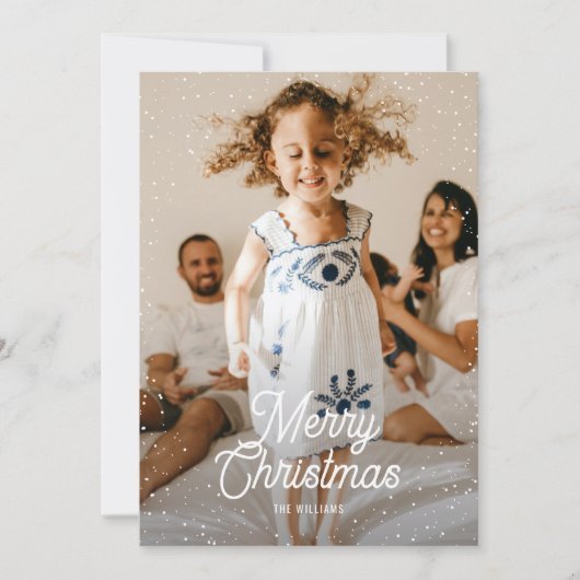 Gold Black Zickzack Snow Family Foto Weihnachten (Vorderseite)