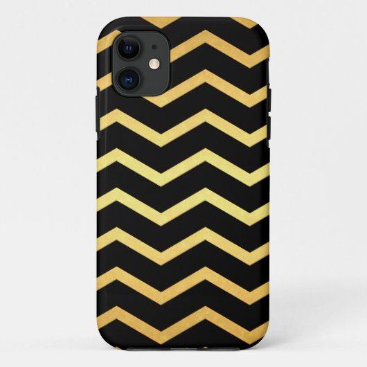 Gold & Black Zig Zag Muster Case-Mate iPhone Hülle (Rückseite)