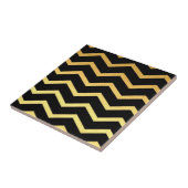 Gold & Black Zig Zag Muster Fliese (Seite)