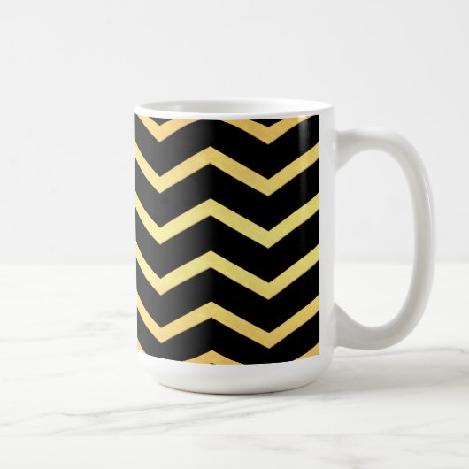 Gold & Black Zig Zag Muster Kaffeetasse (Rechts)