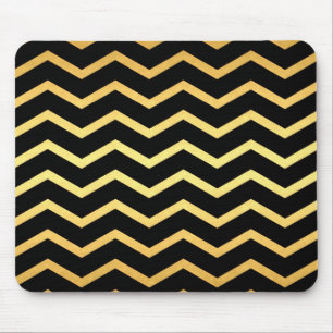 Gold & Black Zig Zag Muster Mousepad