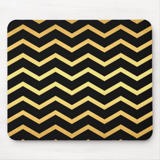 Gold & Black Zig Zag Muster Mousepad (Vorne)