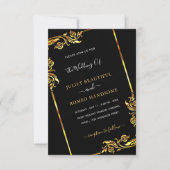 Gold BlackElegante Gerahmt Moderne Hochzeitseinlad (Vorderseite)
