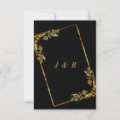 Gold BlackElegante Gerahmt Moderne Hochzeitseinlad (Rückseite)