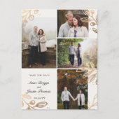 Gold Blätter 4 Foto Save the Date Ankündigungspostkarte (Vorderseite)