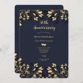 Gold Blätter 50. Hochzeitstag Einladung (Vorne/Hinten)