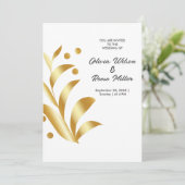 Gold-Blätter Abstrakte Einladung (Stehend Vorderseite)