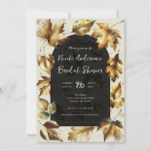 Gold Blätter Almond Beige Black Fall Brautparty Einladung (Vorderseite)