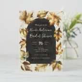 Gold Blätter Almond Beige Black Fall Brautparty Einladung (Stehend Vorderseite)