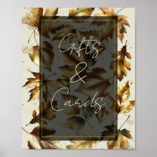 Gold Blätter Almond Beige Black Gifts & Cards Sign Poster
