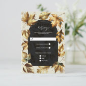 Gold Blätter Almond & Beige Black Glam Fall UAWG RSVP Karte (Stehend Vorderseite)