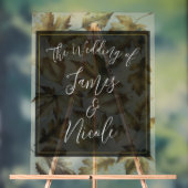 Gold Blätter Almond Beige & Black Glam Hochzeit im Acrylschild (Neutral)