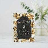 Gold Blätter Almond & Beige Black Glam Hochzeit im Ankündigungspostkarte (Stehend Vorderseite)