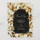 Gold Blätter Almond Beige & Black Glam Vielen Dank Einladung (Vorne/Hinten)
