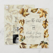 Gold Blätter Almond Beige Creme fällt Save the Dat