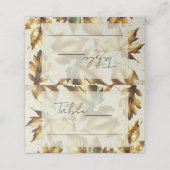 Gold Blätter Almond Beige Hochzeit im Herbst Platz Platzkarte (Außenseite Aufgefaltet)