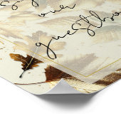 Gold Blätter Almond Beige Wedding Gästebuchsign Poster (Ecke)