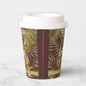 Gold-Blätter auf Bordeaux-Braun - warme Getränke Pappbecher (Rechts)