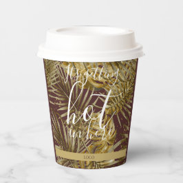 Gold-Blätter auf Bordeaux-Braun - warme Getränke Pappbecher