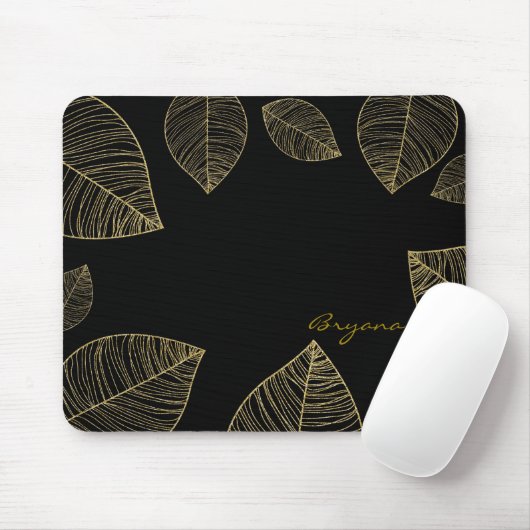 Gold-Blätter auf der Black Elegant Computer Mouse Mousepad (Mit Mouse)