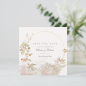 Gold-Blätter auf Goldrahmen Save the Date (Stehend Vorderseite)