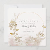 Gold-Blätter auf Goldrahmen Save the Date (Vorderseite)