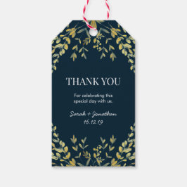 Gold Blätter auf Navy Wedding Dankeschön Tags Geschenkanhänger