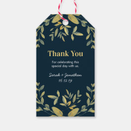 Gold Blätter auf Navy Wedding Dankeschön Tags Geschenkanhänger