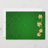 Gold Blätter auf Reben, grüner Damast 80. Geburtst Einladung (Rückseite)