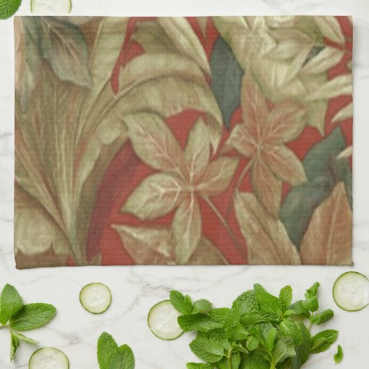 Gold Blätter auf Red Kitchen Handtuch (Gefaltet)