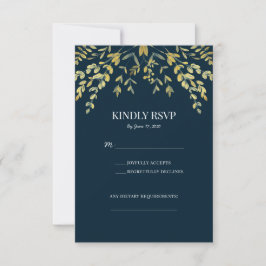 Gold-Blätter auf RSVP-Karten für Hochzeiten in der RSVP Karte