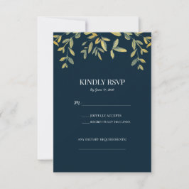 Gold-Blätter auf RSVP-Karten für Hochzeiten in der RSVP Karte