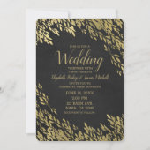 Gold Blätter & Black Chalk Chic Rustikale Hochzeit Einladung (Vorderseite)