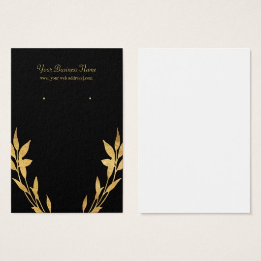 Gold Blätter Black Custom Earring Card (Vorne & Hinten)