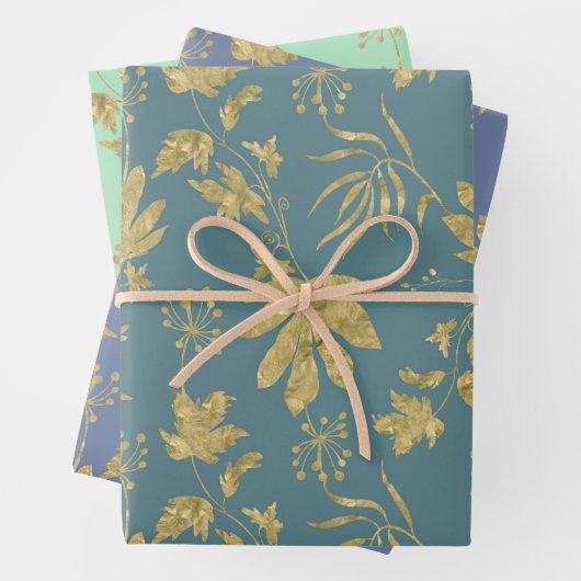 Gold Blätter Blue Green Spring Brautparty (Beispiel)