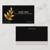 Gold Blätter Blume & Ruby Kristall Visitenkarte (Vorne/Hinten)