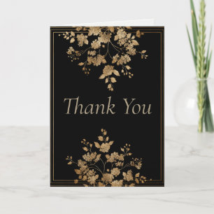 Gold Blätter & Border auf Black Danke Karte