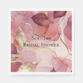 Gold Blätter Burgundy Blush Pink Serviette (Vorderseite)