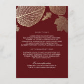 Gold-Blätter Burgundy-Hochzeitdetails - Informatio Begleitkarte (Vorderseite)