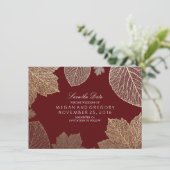 Gold Blätter Burgundy Marsala Save the Date (Stehend Vorderseite)
