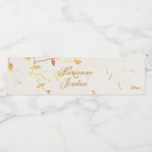 Gold-Blätter der Natur Wasserflaschenetikett (Einzelnes Label)