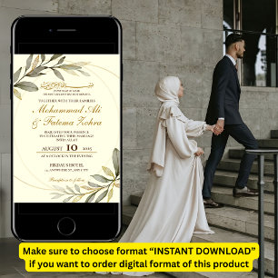 Gold Blätter Elegance Muslim Wedding Nikah Invitat Einladung