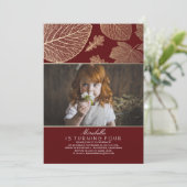 Gold Blätter Elegante Fall Foto Geburtstagsparty Einladung (Stehend Vorderseite)