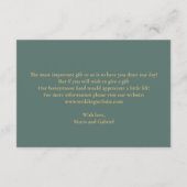 Gold-Blätter. Elegante grüne Hochzeit wünschenswer Begleitkarte (Rückseite)