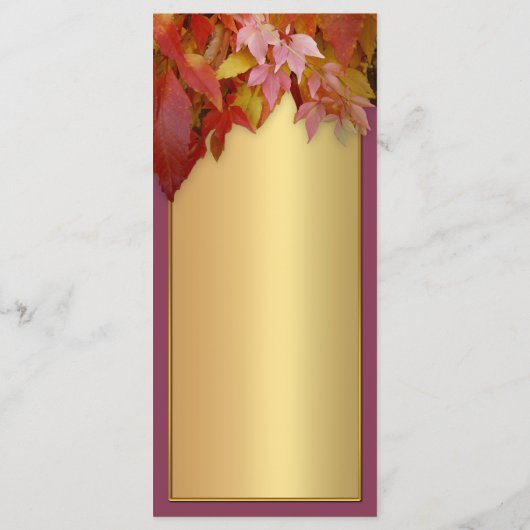 Gold Blätter Erntedank Fall Dinner Menü Menükarte (Rückseite)