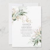 Gold Blätter Eukalyptus Greenery Niedlich Baby Sho Einladung (Vorderseite)