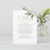 Gold Blätter & Eukalyptus Grüne Hochzeitsstimmung Begleitkarte (Stehend Vorderseite)