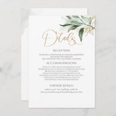 Gold Blätter & Eukalyptus Grüne Hochzeitsstimmung Begleitkarte (Vorne/Hinten)