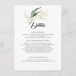 Gold Blätter & Eukalyptus Grüne Hochzeitsstimmung Begleitkarte