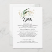 Gold Blätter & Eukalyptus Grüne Hochzeitsstimmung Begleitkarte (Vorne/Hinten)